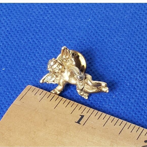 VINTAGE Goldtone Cherub Angel Tack Pin - Picture 5 of 5